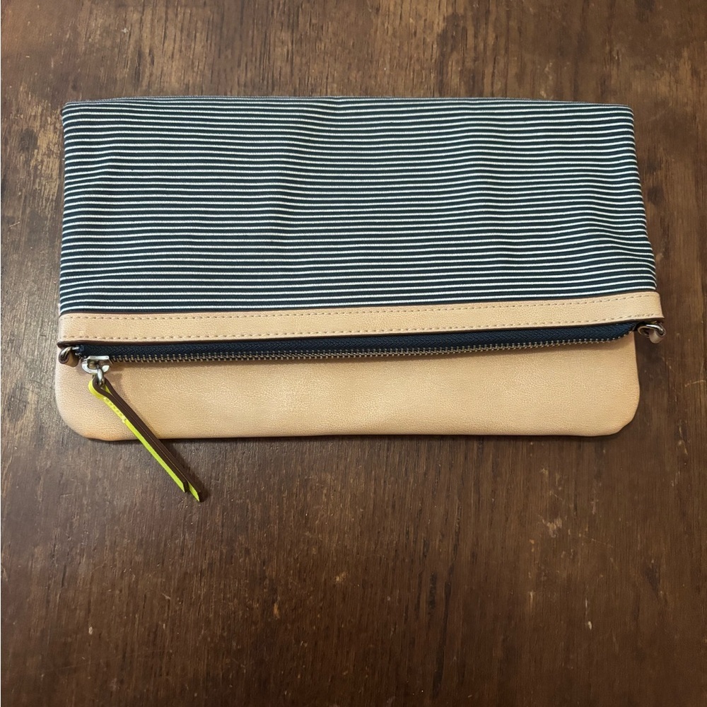 Stella and Dot Black and White Clutch‎ with Bright Yellow and Tan details